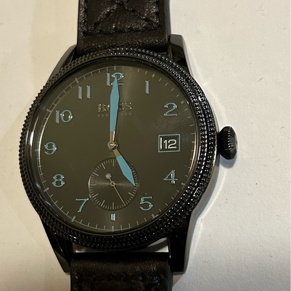 Hugo Boss Watch With 44mm Black Face & Black Leather Band - Picture 2 of 8